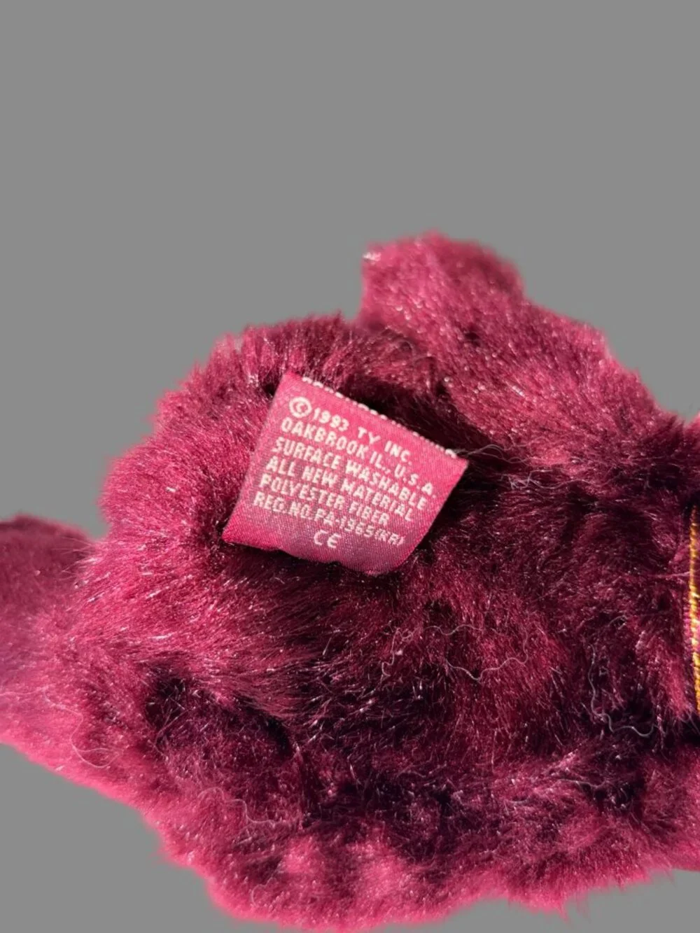TY Attic Treasures Beargundy Burgundy Teddy Bear Plush Vintage 1993 With Tags